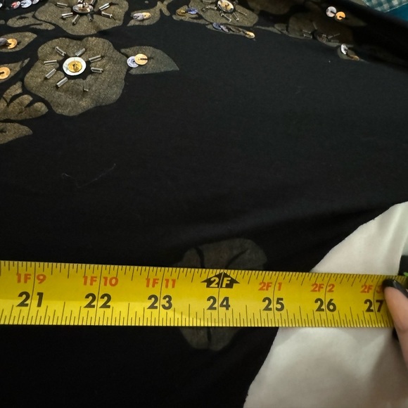 Y2K Embellished Beaded Butterfly Sparkle Black Floral Women's Top One Size VTG - Picture 14 of 15